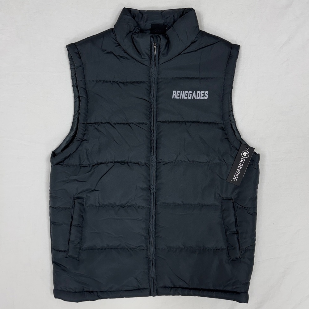 Burnside Renegades Down Puffer Vest Jacket Men’s Medium Insulated Full Zip Black